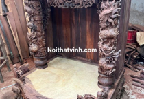 Thiết Kế - Thi Công Trang Thần Tài Chạm Cột Rồng VIP 81cm Cẩm Lai