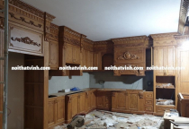 Thiết Kế - Thi Công Kệ Bếp KB002 Gõ Đỏ