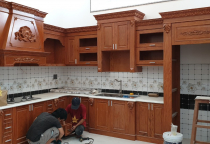 Thiết Kế - Thi Công Kệ Bếp KB003 Gõ Đỏ