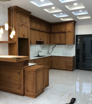 Thiết Kế - Thi Công Kệ Bếp KB005 Gõ Đỏ