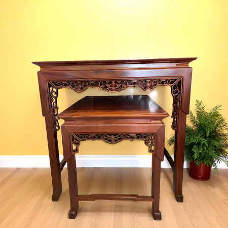 Án Thờ Chạm 2 Món - Gỗ Đỏ Lào