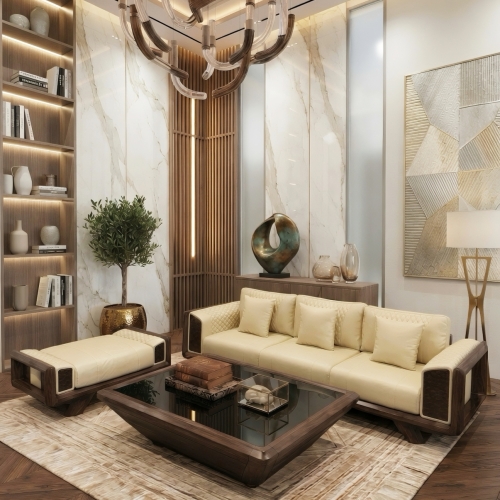Bộ Sofa Luxury Modern 5 Món -  Gỗ Tần Bì