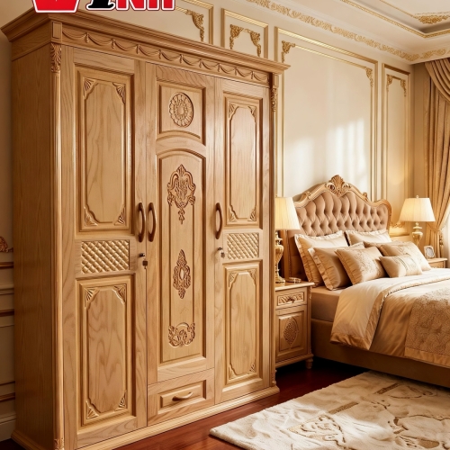 Tủ Áo 3 Cánh Gỗ Sồi (Phủ)