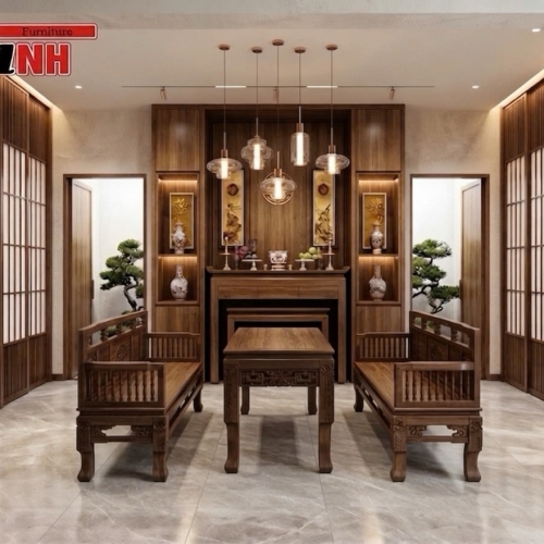 Bộ trường kỷ 3 món - gỗ chiu liu