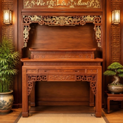 Án Thờ 1.76m 2 Cấp - Gỗ Hương Đá