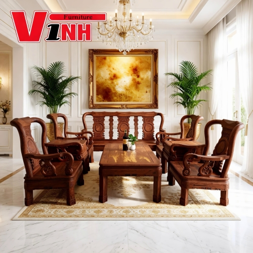 Bộ Ghế Chiến Quốc 10 Món – GỖ CẨM LAI CAO CẤP