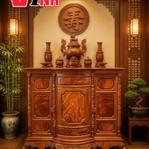 Tủ Thờ Bụng Phệ 1.8m - Gỗ Gõ Đỏ