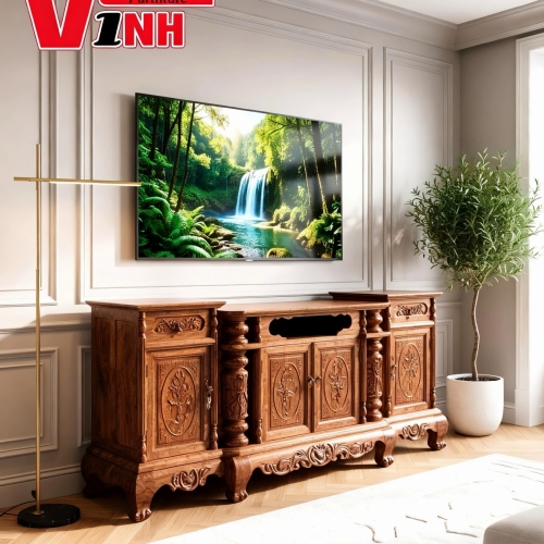 Tap Tivi 2m2 - 2 Trụ Nhô 2 Bên Gỗ Hương Vân
