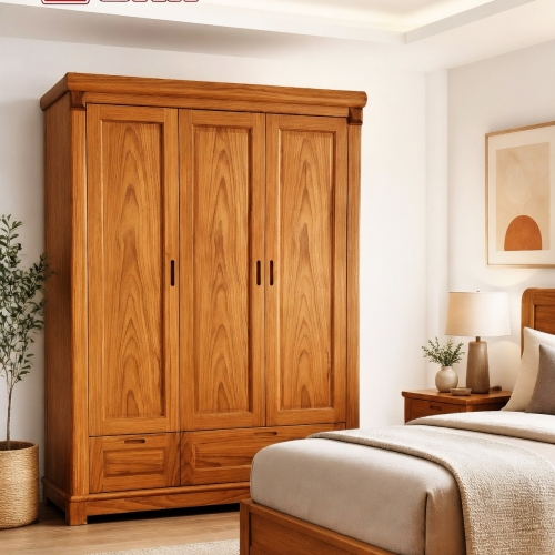Tủ Áo 3 cánh Gỗ Gõ (phủ)