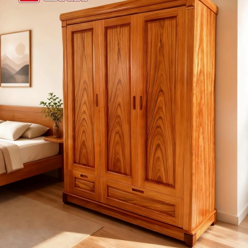 Tủ Áo 3 cánh Gỗ Gõ (phủ)