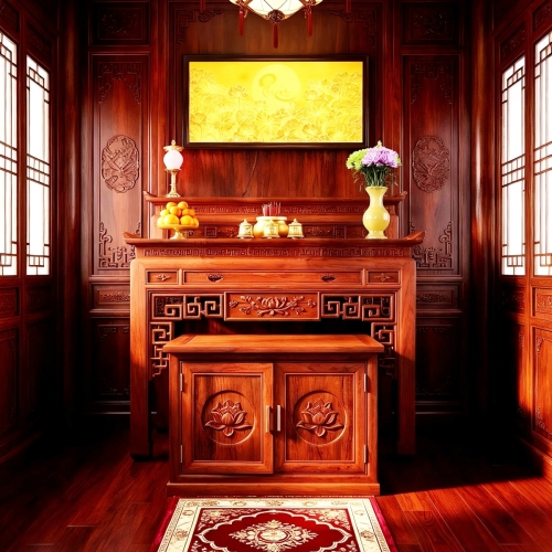 Án thờ 1.54m - 2 món ( Tủ phụ ) Gỗ Gõ Đỏ