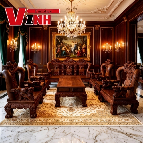Bộ ghế #16 Nghê 10 món - Gỗ Cẩm Lai VIP