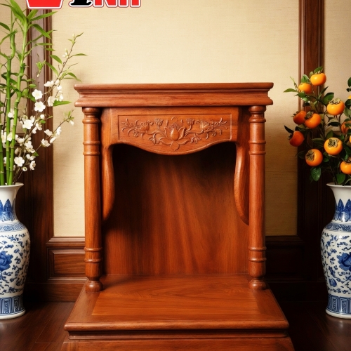 Trang Thờ 60cm Sen Cột Tròn Gỗ Gõ Đỏ 