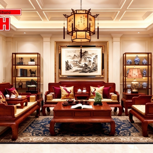 Bộ Ghế Hoàng Gia Sơn Thủy 6 Món - Gỗ Hương Đá