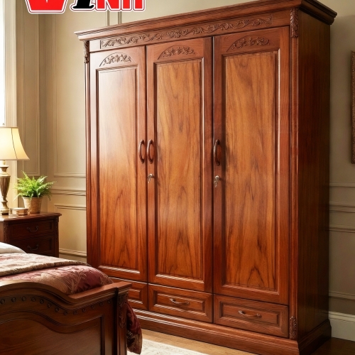 Tủ Áo 3 Cánh Gỗ Căm Xe + Gõ Đỏ