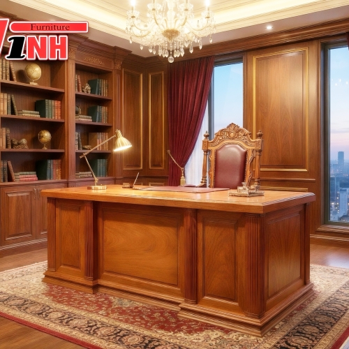 Bàn Làm Việc 1.86m - Gỗ Gõ Đỏ