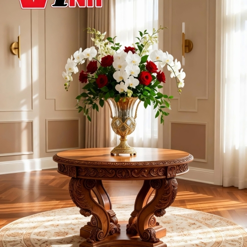 Bàn Tròn Vinh Furniture Gỗ Gõ Đỏ