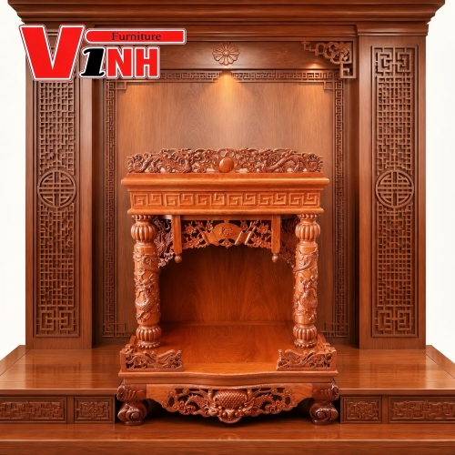 Trang Thờ 69cm Nóc Rồng Gỗ Hương Đá