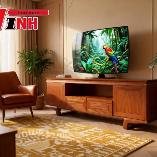 Tap Tivi Chân U 1m98 Gỗ Gõ Đỏ 