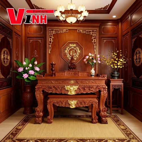 Án Thờ Tứ Linh 2 Món Gỗ Cẩm Lai