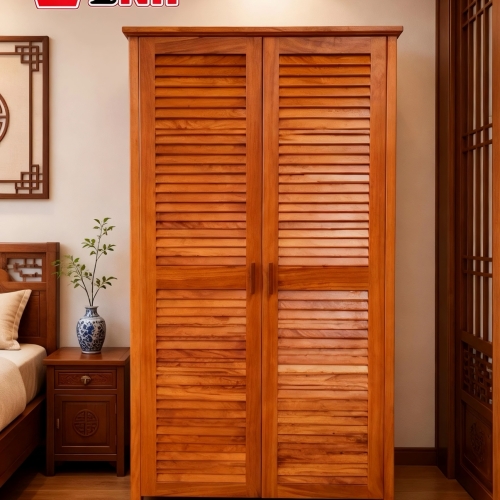 Tủ Áo 2 Cánh Lá Sách Gỗ Gõ Đỏ