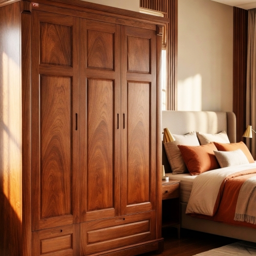 Tủ Áo 3 Cánh Gỗ Hương Đá (Phủ)