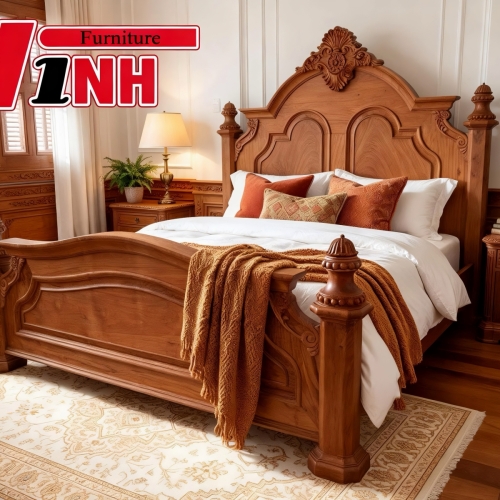 Giường Nữ Hoàng 1m8 Gỗ Gõ Đỏ 
