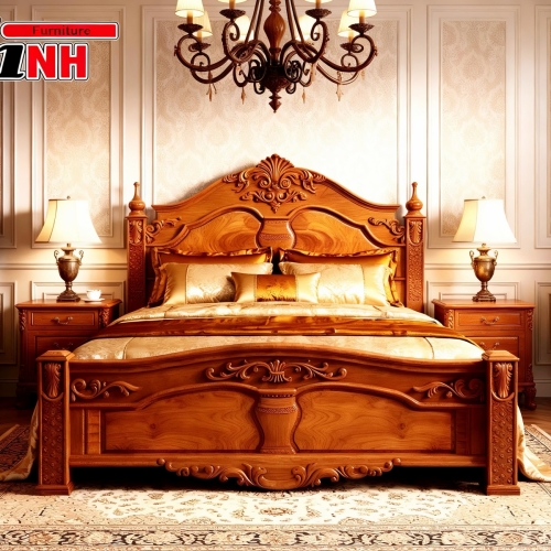 Giường Lục Bình 1.8m × 2m - Gỗ Gõ Đỏ