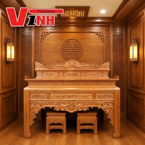 Án Thờ 1.76m 2 Cấp - Gỗ Hương Đá