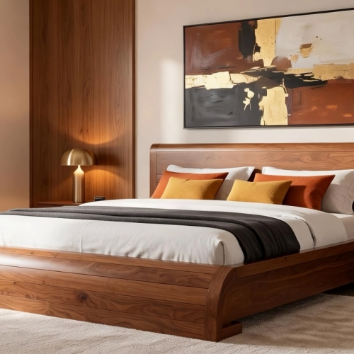 Giường Cuốn 1.8m Gỗ Gõ Đỏ 