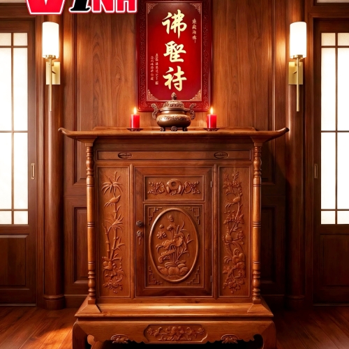 Tủ Thờ 1m27 Gỗ Tràm Gừng 