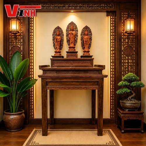 Án Thờ 1m07 - 2 Món Gỗ Tràm Rừng
