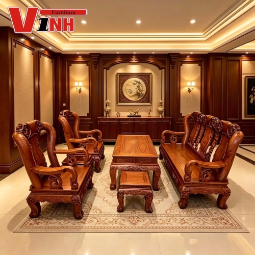 Bộ Ghế 12 Đào VIP 6 Món Gỗ Cẩm Lai