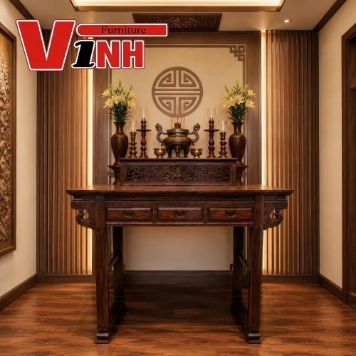 Án Thờ 1m54 2 Cấp Gỗ Chiu Liu