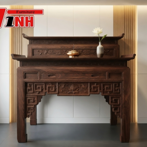 Án Thờ 1m27 2 Cấp Gỗ Tràm Rừng