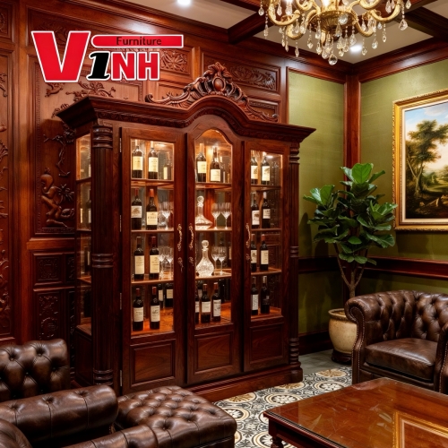 Tủ Rượu Nữ Hoàng VIP – Gỗ Cẩm Lai 