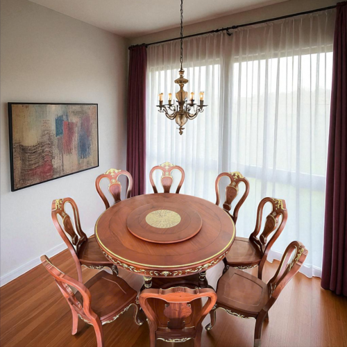 Bàn Tròn Mâm Xoay Gõ Đỏ Lào 