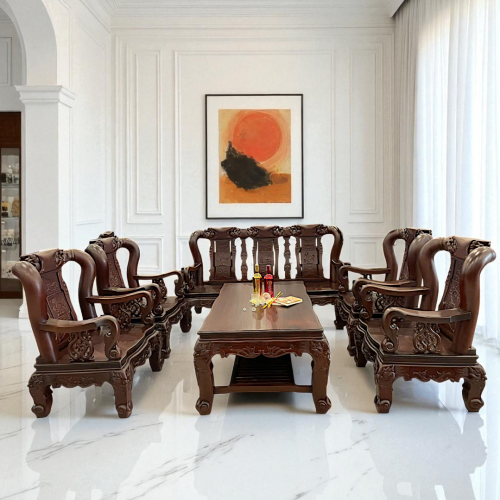 Bộ Ghế Nho Sóc Cẩm Lai Tím 10 Món