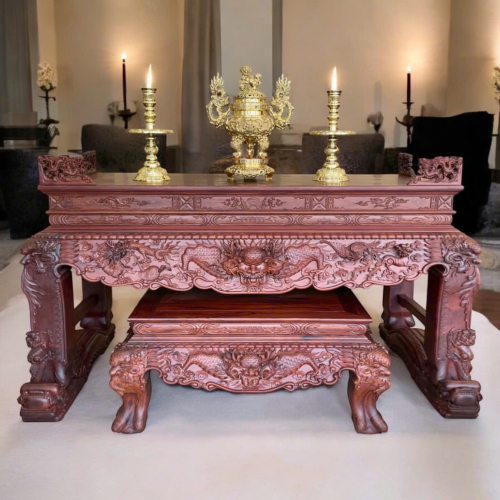 Sập Thờ Rồng 2 Món Cẩm Lai Vip 