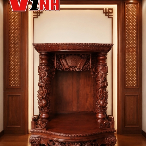 Trang Thờ Rồng 1m17 - Gỗ Cẩm Lai