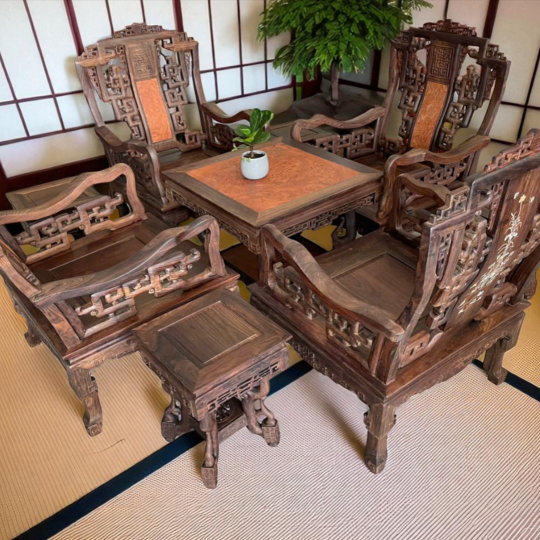 Bộ Ghế Như Ý 9 Món Trắc Nu