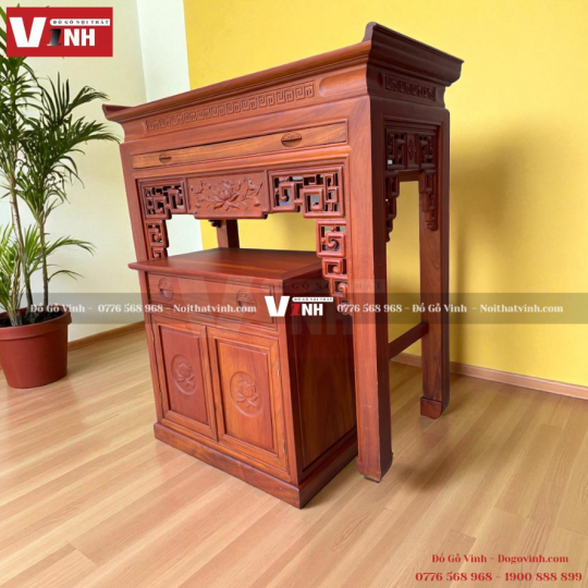 Án Thờ Sen Vuông 2 Món (Tủ Phụ) 