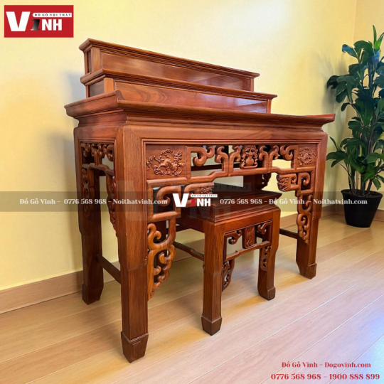 Án Thờ Lộc Bình Gõ Đỏ 2 Món 